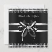 Classy Black en Silver Invite Kaart (Voorkant)