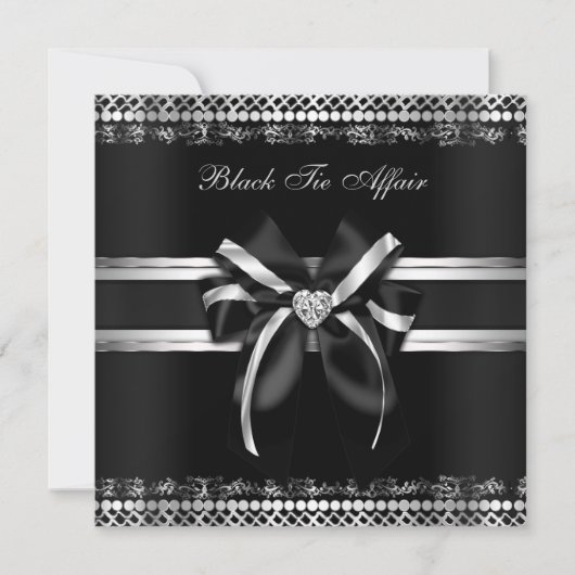 Classy Black en Silver Invite Kaart (Voorkant)