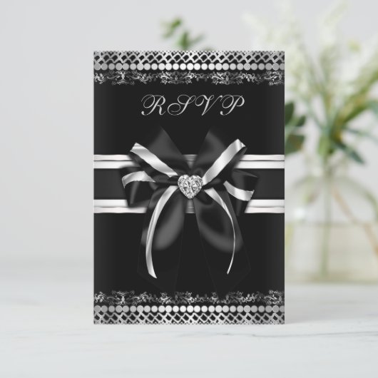 Classy Black en Silver RSVP (Staand voorkant)