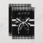 Classy Black en Silver RSVP (Voorkant / Achterkant)