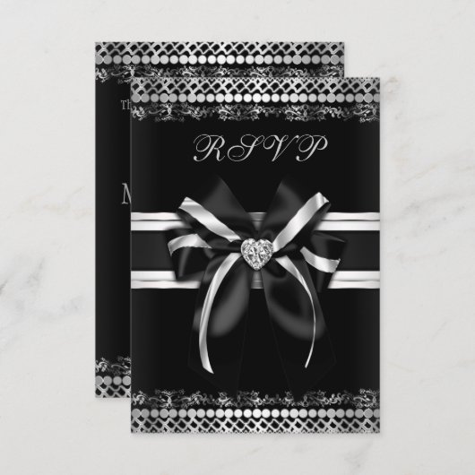 Classy Black en Silver RSVP (Voorkant / Achterkant)