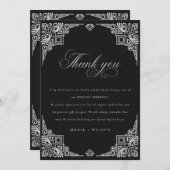 Classy Black en White Art Deco huwelijk Bedankkaart (Voorkant / Achterkant)