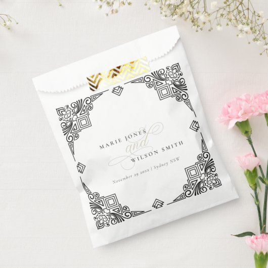 Classy Black en White Art Deco  huwelijk Bedankzakje (Gezegeld)