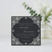 Classy Black en White Art Deco  huwelijk Kaart (Staand voorkant)