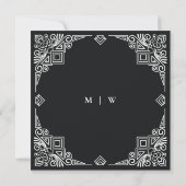Classy Black en White Art Deco  huwelijk Kaart (Achterkant)