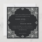 Classy Black en White Art Deco  huwelijk Kaart (Voorkant)