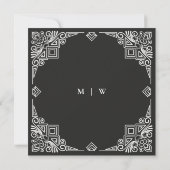 Classy Black en White Art Deco huwelijk Kaart (Achterkant)
