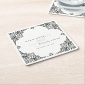 Classy Black en White Art Deco  huwelijk Kartonnen Onderzetters (Schuin)