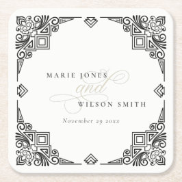 Classy Black en White Art Deco  huwelijk Kartonnen Onderzetters