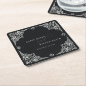 Classy Black en White Art Deco  huwelijk Kartonnen Onderzetters (Schuin)