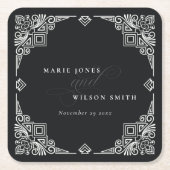 Classy Black en White Art Deco  huwelijk Kartonnen Onderzetters (Voorkant)