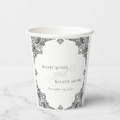 Classy Black en White Art Deco  huwelijk Papieren Bekers (Achterkant)