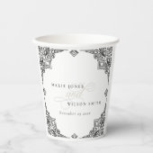 Classy Black en White Art Deco  huwelijk Papieren Bekers (Voorkant)