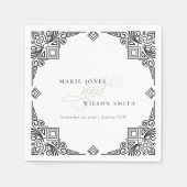 Classy Black en White Art Deco  huwelijk Servet (Voorkant)