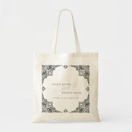 Classy Black en White Art Deco  huwelijk Tote Bag