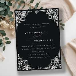 Classy Black en White Art Deco  Verloving Kaart