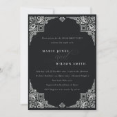 Classy Black en White Art Deco  Verloving Kaart (Voorkant)