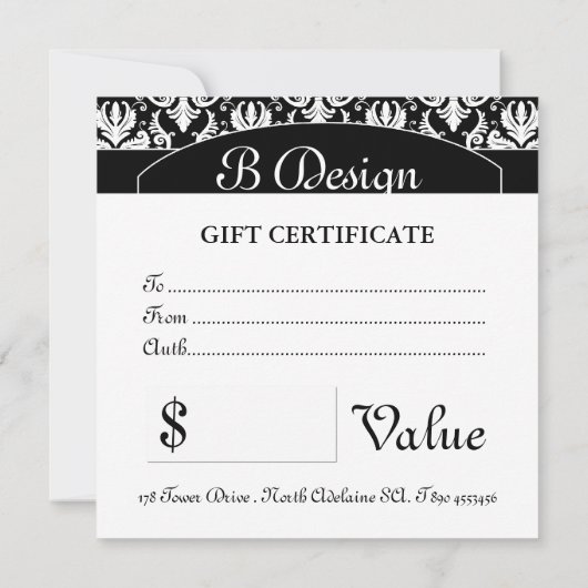 Classy Black en White Cadeaucertificaat (Achterkant)