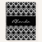 Classy Black en White Damask Notitieboek (Voorkant)