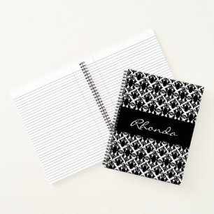 Classy Black en White Damask Notitieboek