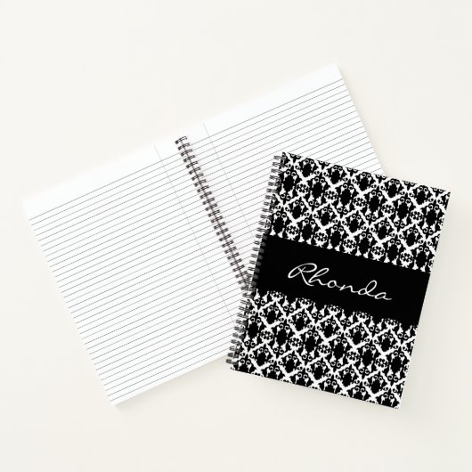 Classy Black en White Damask Notitieboek (Binnen)
