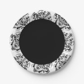 Classy Black en White Damask Papieren Bordje (Voorkant)