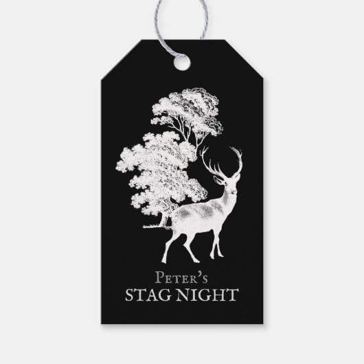 Classy Black en White Deer Silhouette Cadeaulabel (Voorkant)