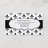 Classy Black en White Fleur de Lis visitekaartjes (Achterkant)