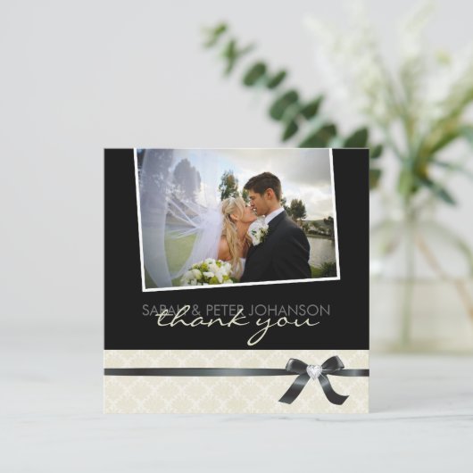 Classy Black en White - Hartelijk dank voor uw fot Bedankkaart (Staand voorkant)