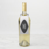 Classy Black en White Modern Monogrammed Design Flessenhanger (Op fles)