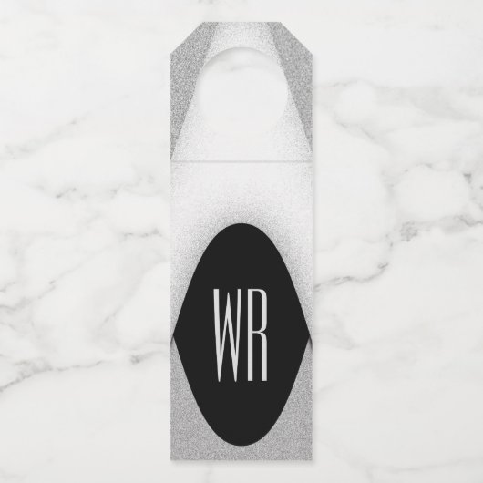 Classy Black en White Modern Monogrammed Design Flessenhanger (Voorkant)