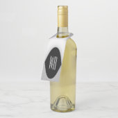 Classy Black en White Modern Monogrammed Design Flessenhanger (Schuin)