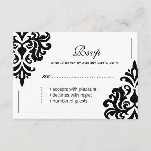 Classy Black en White RSVP-kaarten RSVP Kaartje