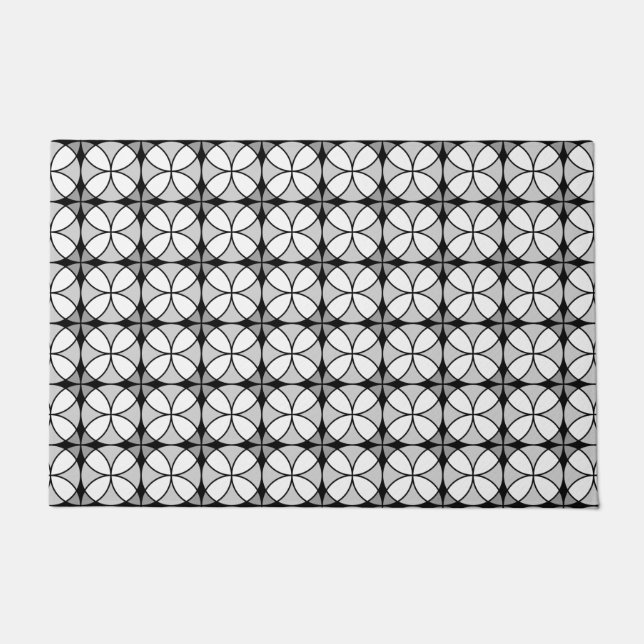 Classy Black en white Shippo Pattern Deurmat (Voorkant)
