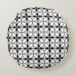 Classy Black en white Shippo Pattern Rond Kussen