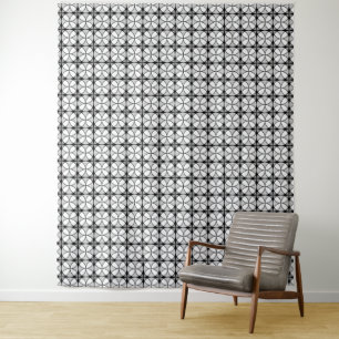 Classy Black en white Shippo Pattern Wandkleed