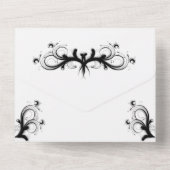 Classy Black en White Tri Fold Rsvp Wedding All In One Uitnodiging (Achterkant)