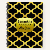 Classy Black Faux Gold Custom Name kookboek recept Notitieboek (Voorkant)
