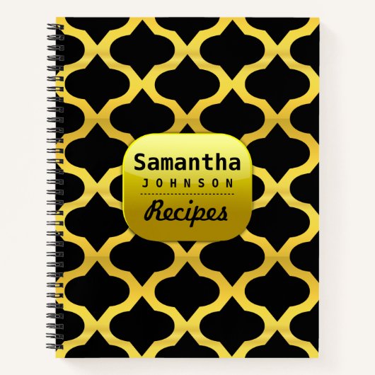 Classy Black Faux Gold Custom Name kookboek recept Notitieboek (Voorkant)