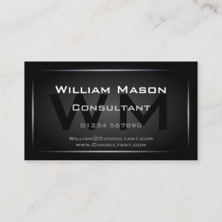 Classy Black Framed Monogram Professional Visitekaartje