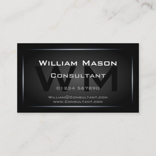 Classy Black Framed Monogram Professional Visitekaartje (Voorkant)