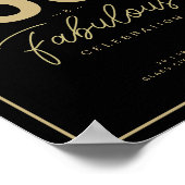 Classy Black & Gold 50- & Fabulous Birthday Party Poster (Hoek)