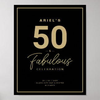 Classy Black & Gold 50- & Fabulous Birthday Party Poster