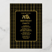 Classy Black & Gold 70e aangepaste verjaardagsfees Folie Uitnodiging (Voorkant)