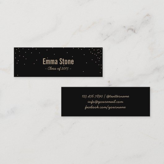 Classy Black & Gold Afstuderen Name Insert Contactkaartje (Voorkant / Achterkant)