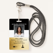 Classy Black & Gold Custom Notional-id Badge (Voorkant met draagriem)