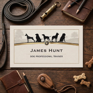 Classy Black Gold Dog Trainer Puppy Business Card Visitekaartje