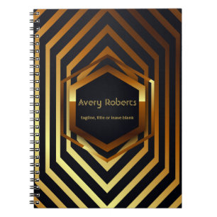Classy Black Gold Elegant geometric Professional Notitieboek