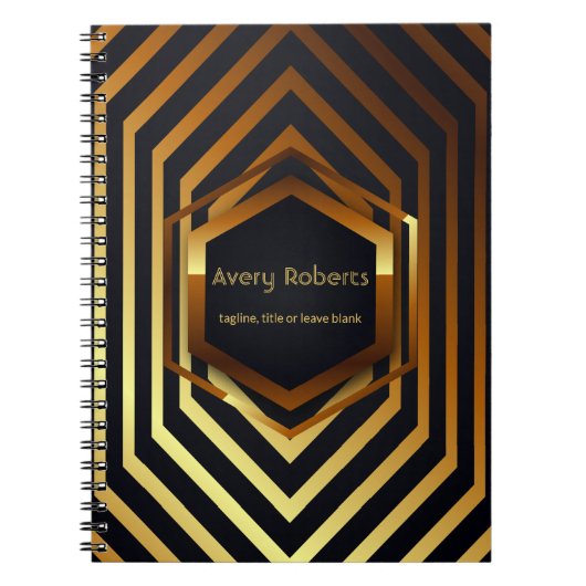 Classy Black Gold Elegant geometric Professional Notitieboek (Voorkant)