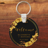 Classy Black & Gold Floral Weduwen Welkom Sleutelhanger (Achterkant)